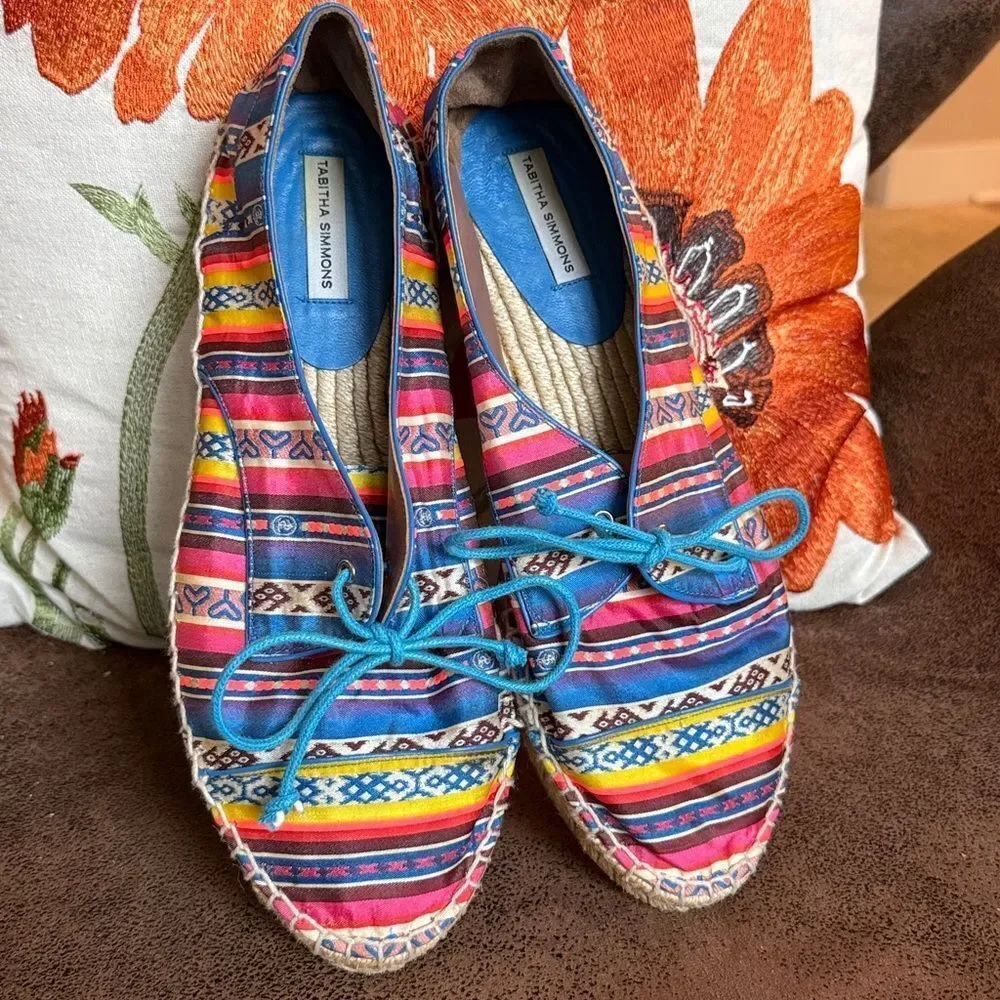 TABITHA SIMMONS ESPADRILLES BOHO BEACH SUMMER FESTIVAL FLATS SPAIM SPAIN VGC 39